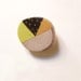 Yellow, Orange and dotted Brown / Geometry wood brooch