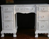 White desk / painted furniture / shabby chic furniture / cottage furniture / distressed furniture