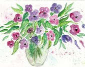 Flowers watercolor pink and bleu. Bouquet of flowers in watercolor. Flores acuarela. Illustration art nature watercolor print.