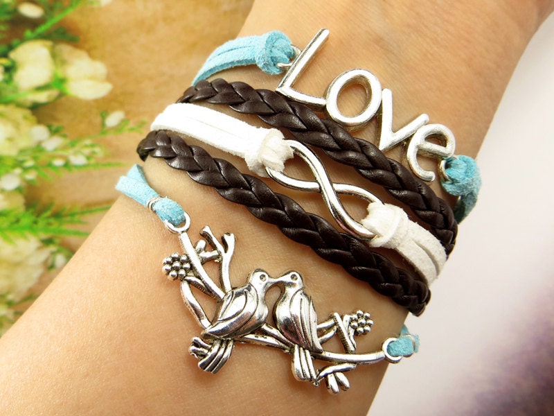 Infinity bracelet, love bracelet,Love Forever,Charm bracelet,bird bracelet, Love Bird Bracelet,Friendship Bracelet