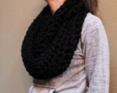 One Beautiful Life Infinity Scarf - Thick & Chunky Crochet Scarf - Black - Size Large
