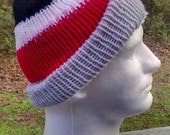 Handmade Knit Mens Striped Sports Beanie