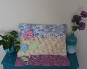 Custom Personalized Momogrammed Crochet Baby Blanket Quilt Bedding Set Flowers Pink Yellow Grey Chevron Purple Polka Dot Flowers Butterfly