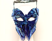 Evil Halo.. Masquerade Mask made of Broken Mirrors, painted Candy colors with LEDs
