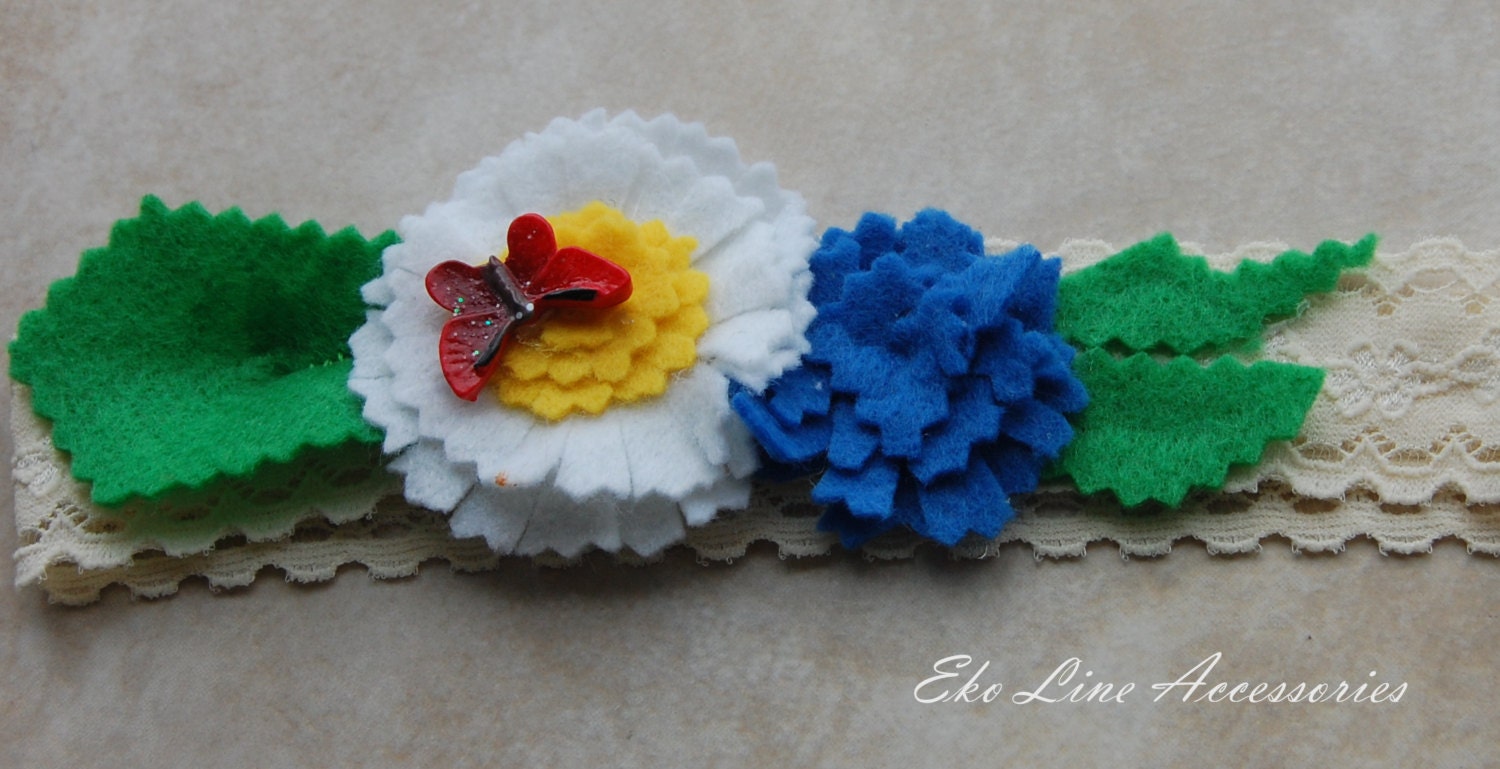 Flower  Girl Headband. Children Floral Headband. Little Girl Headband. Headband-Photo Prop. First Birthday Gift. Handmade