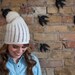Crochet White Shell Hat with Rabbit Poof