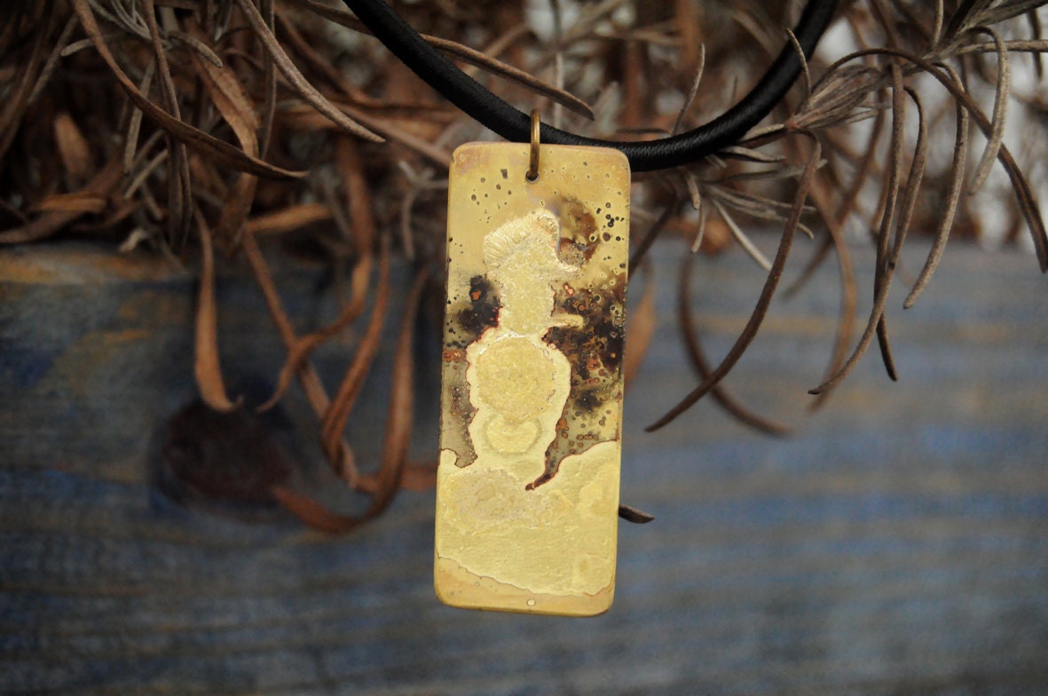 Unique brass pendant/ necklace, for her, gift for Valentine day, shiny, unusual