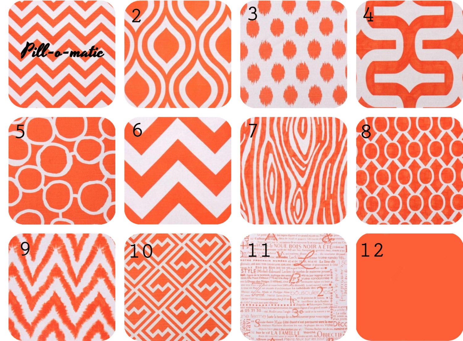 TWO Tangerine Decorative Throw Pillow Covers 20x20" Chevron Mod Geometric Trellis Accent