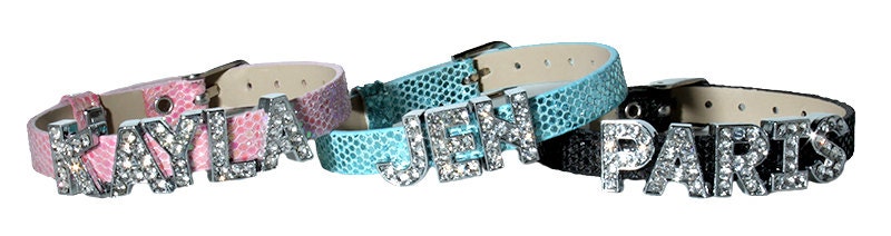 Personalized Sequin Bracelet with 8 Silver Rhinestone Letters