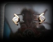 10k yellow gold over .925 sterling Cubic Zirconium posts earrings beautifully simple yet very eyecatching