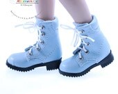 Leather Lace-Up Martin Boots Shoes Pale Blue for 12" Tonner Marley Wentworth, Agnes Dreary, Pullip's Boyfriend Taeyang dolls