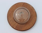 Vintage Natural Solid Wood Serving Tray Cloche or Cheese and Cracker Tray, Dinner Party, Glass Dome Cloche, Made in Japan