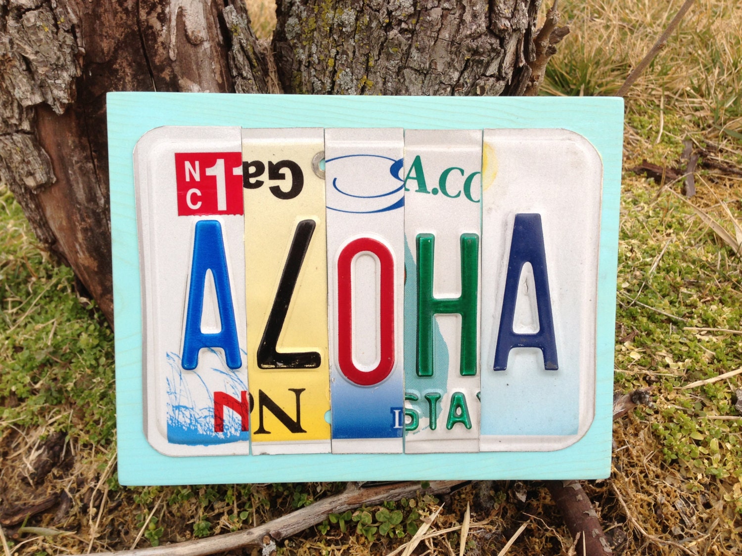 ALOHA Custom Recycled LICENSE Plate Art Sign Wall Hanging