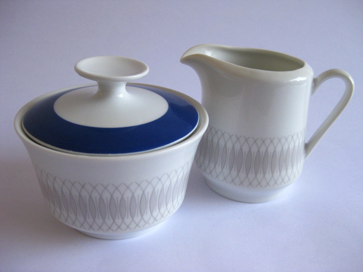 Vintage Porcelain Cream & Sugar with Atomic Decor - Winterling Röslau Bavaria West Germany
