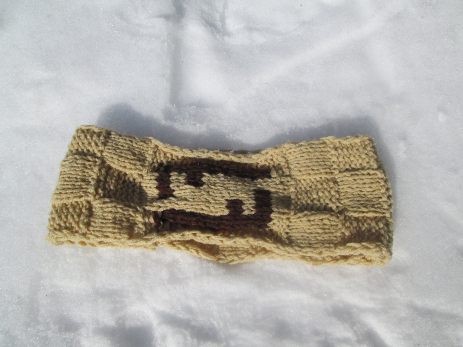 Knitted HEADBAND "FENDY" Beige Ear Warmer Accessory Wool Turban Style