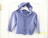 Purple hooded button down cardigan.