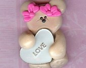 Love Bear Polymer Clay Beads and Bow Centers, Jewelry, Charm, Pendant, Hair Bow Center