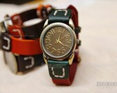 Concise Retro style leather Watch Casual Chic Watch Wrist table Wrist watch Neutral Watch Stitched Watchband