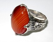 Silver ring. The original ring of oxidized silver 925 with natural botswana agate. 100% handmade. Free Shipping