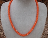 Orange Beaded Kumihimo Necklace