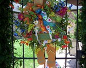 Pool Wreath, Beach Wreath, Beach House Wreath, Summer Wreath, Whimsical Wreath, Beach Swag, Summer Swag, Pool Swag, Flip Flop Wreath, Fun Wr