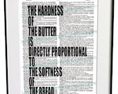 Bread and Butter Print Poster Funny Saying Humor Black and White Art Dictionary Page Home Office Shop Kitchen Wall Home Decor 047