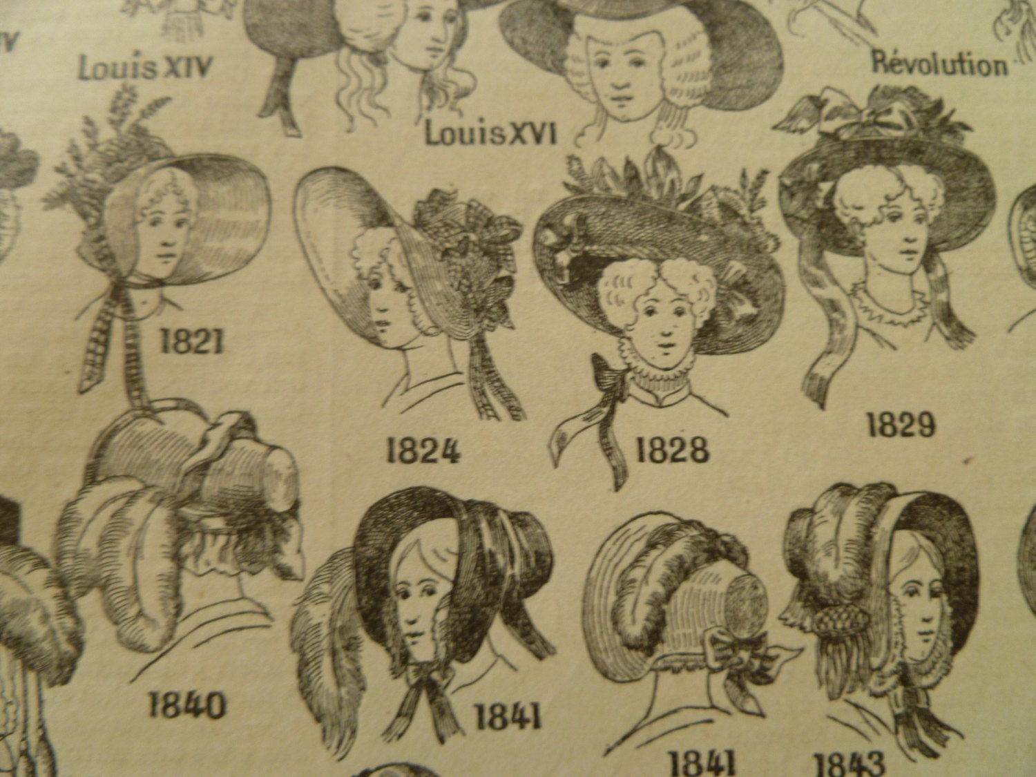 old pictures of hats - 1905 - antique french fashion print poster about headgear hat  1905 23x31cm/9x12''