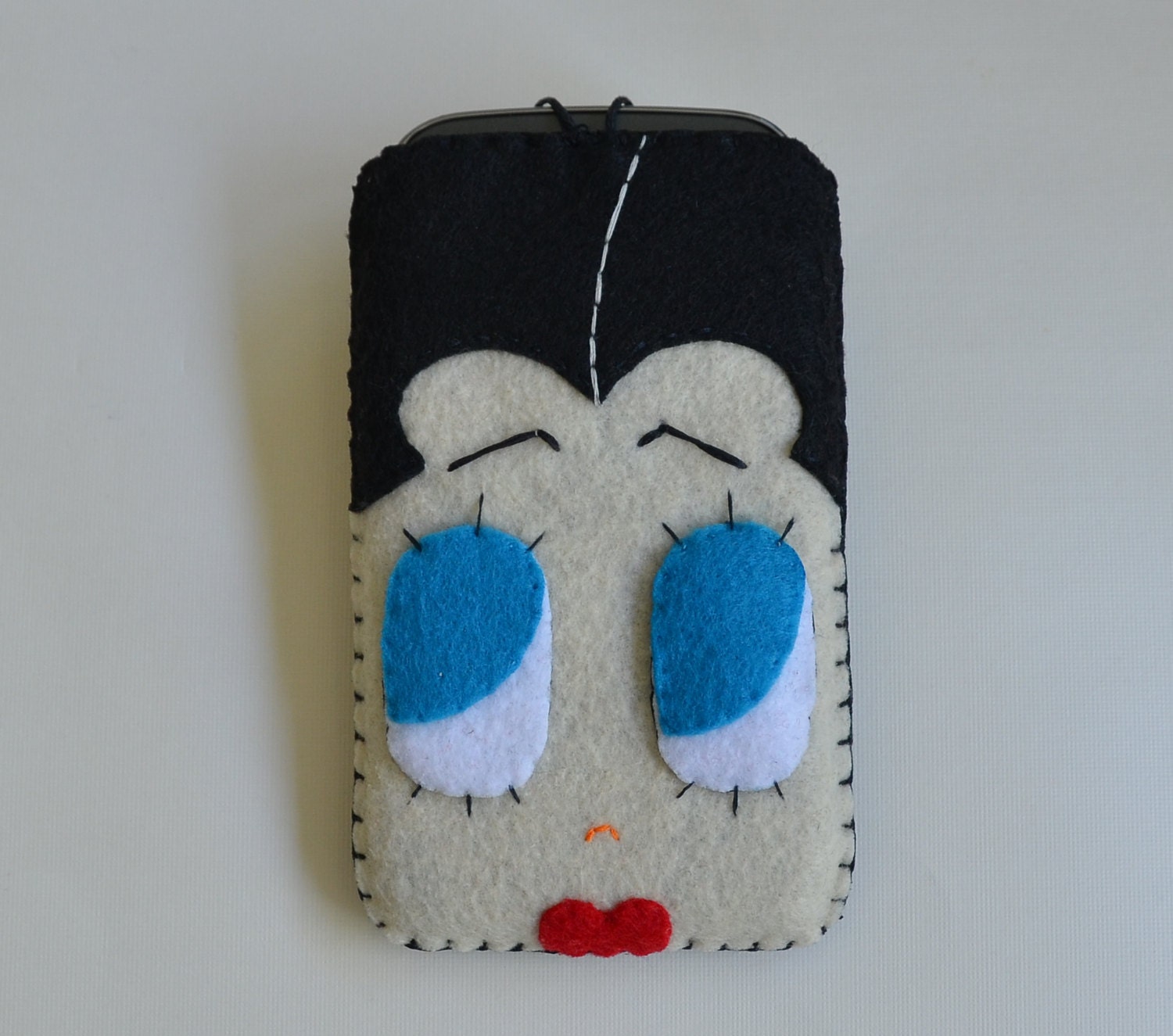Handmade Eco Friendly Cell Phone Case - Felt Phone Case - iPhone case - Betty Boop Cell Phone Case