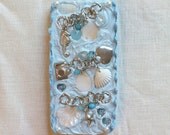 20% OFF SALE. Handmade, Holiday, Shells, Seaside iPhone 5 phone case. Nautical, Ice Blue, Lace. Summer Phone Fashion. 3D iPhone 5 cover.