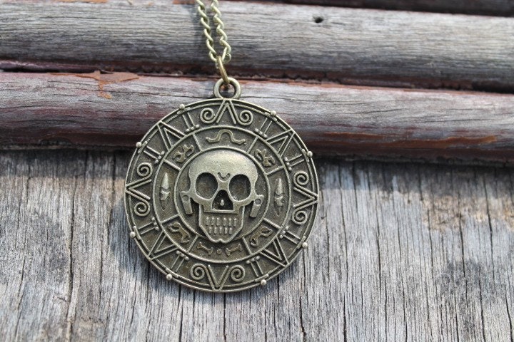 Vintage Style Pirates of the Caribbean Coin Pendant Necklace-Cursed Pirate Doubloon Necklace