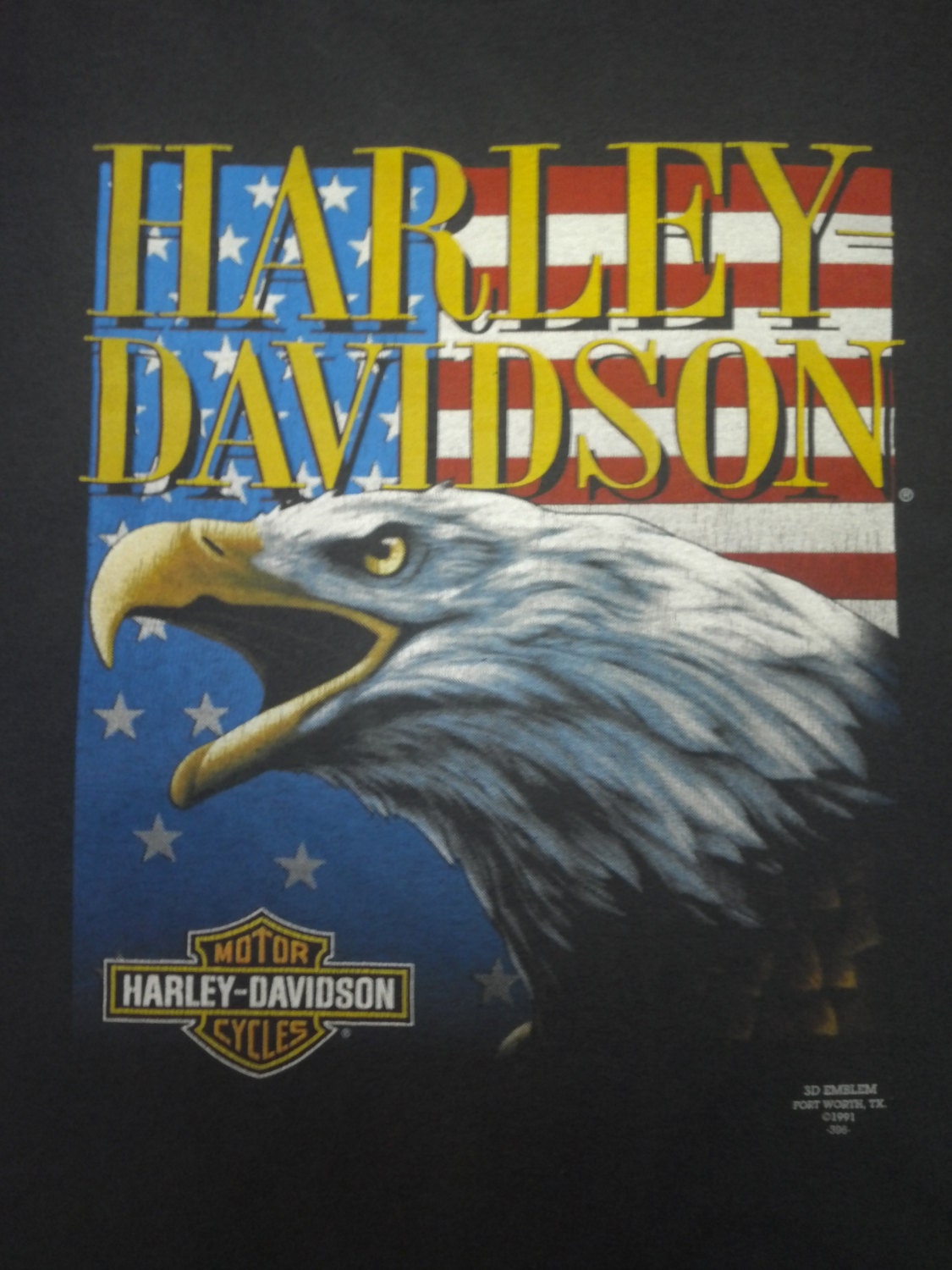 vintage 90s Harley Davidson t shirt with Eagle and American flag 3D emblem