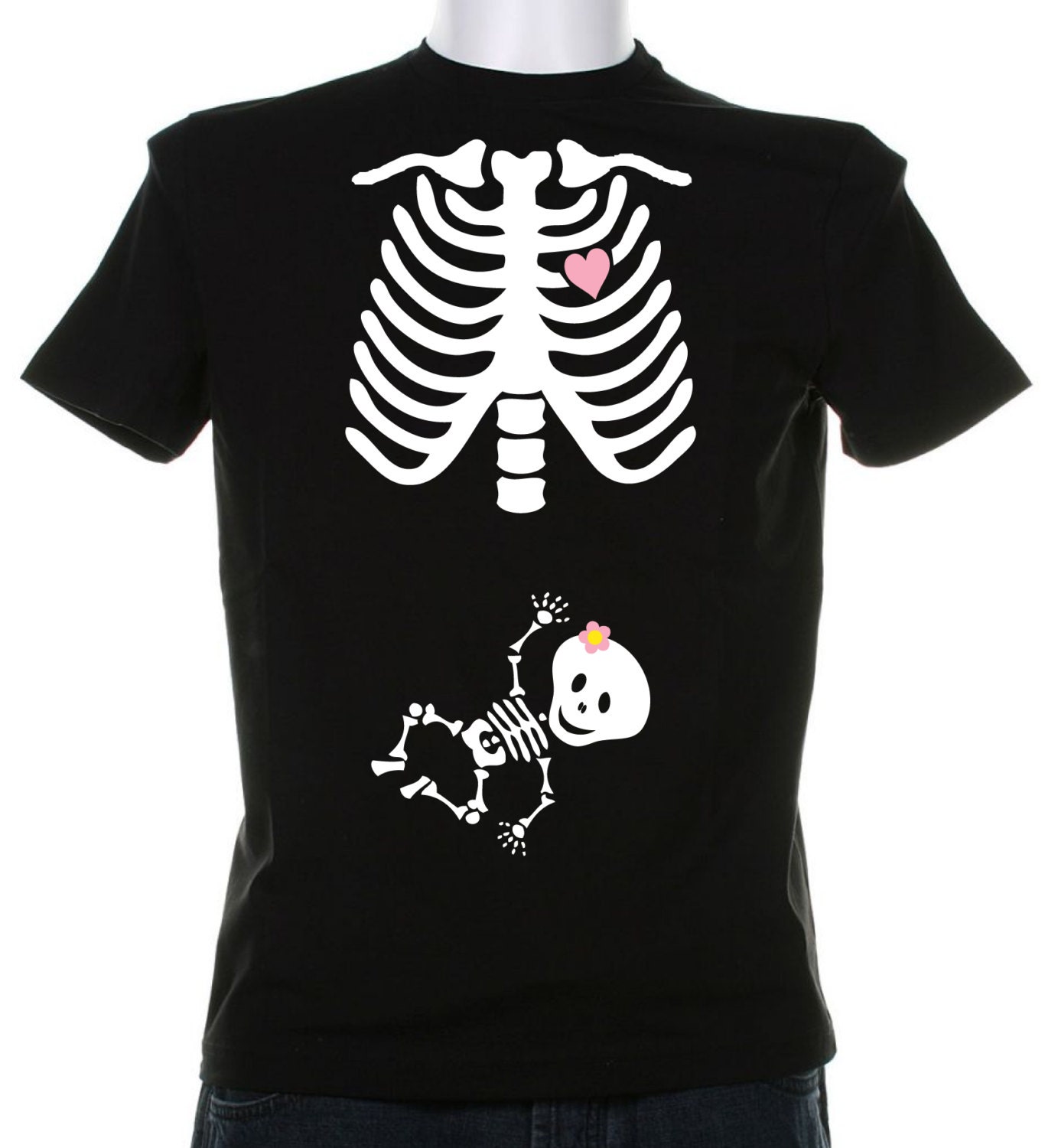 VINYL HEAT TRANSFER Skeleton Shirt Vinyl, Halloween Costume Tshirt, for a Girl Baby Announcement, Maternity Item