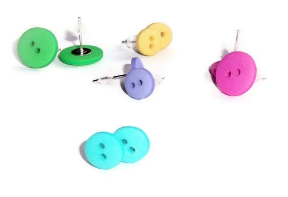 Bright Turquoise Spring and Summer Button Post Earrings, Studs