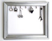 Silver Metallic Chrome Ring Holder Organizer Upcycled and Repurposed Wall Hanging