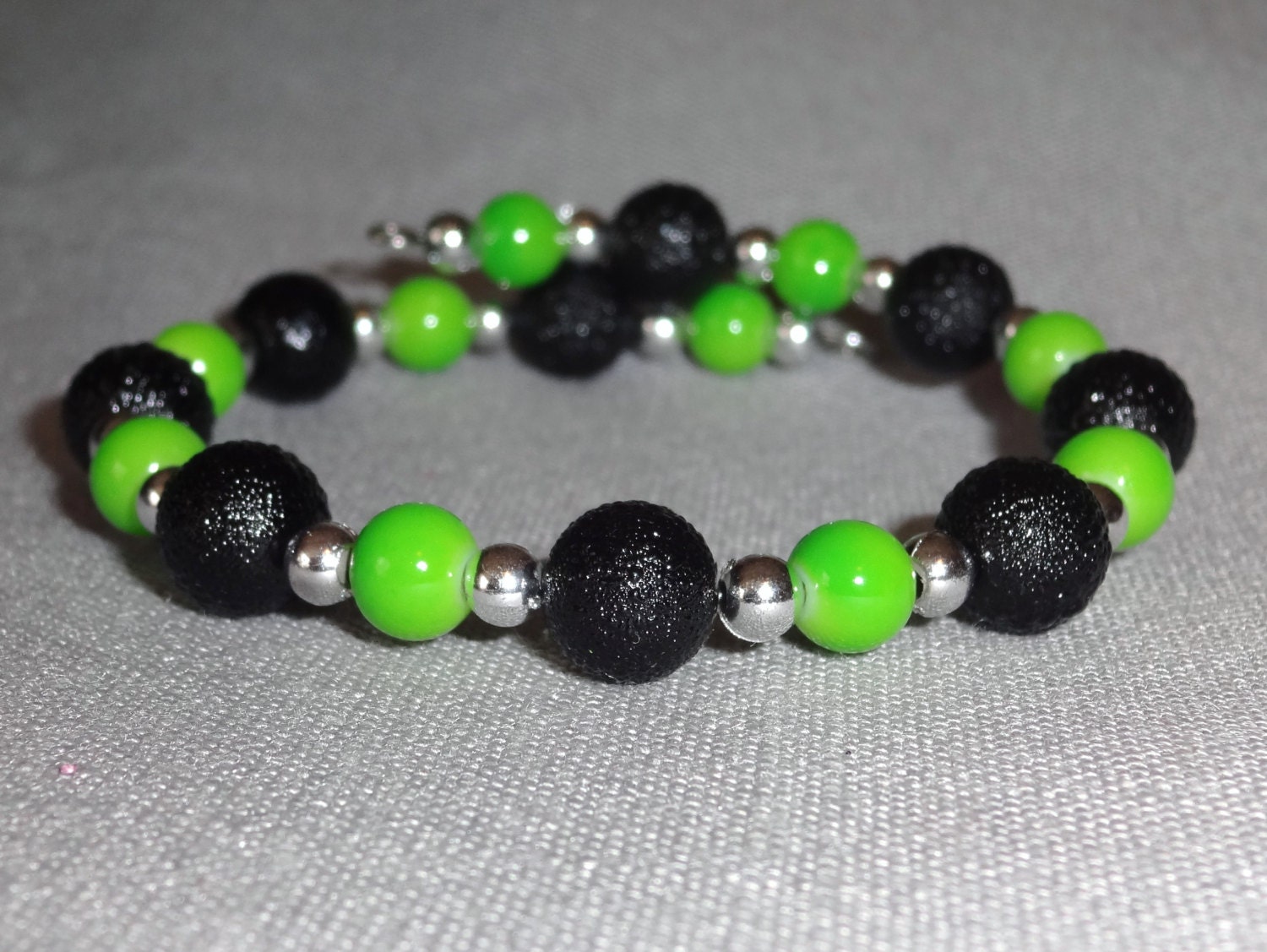 Memory Wire Black and Neon Green Bracelet