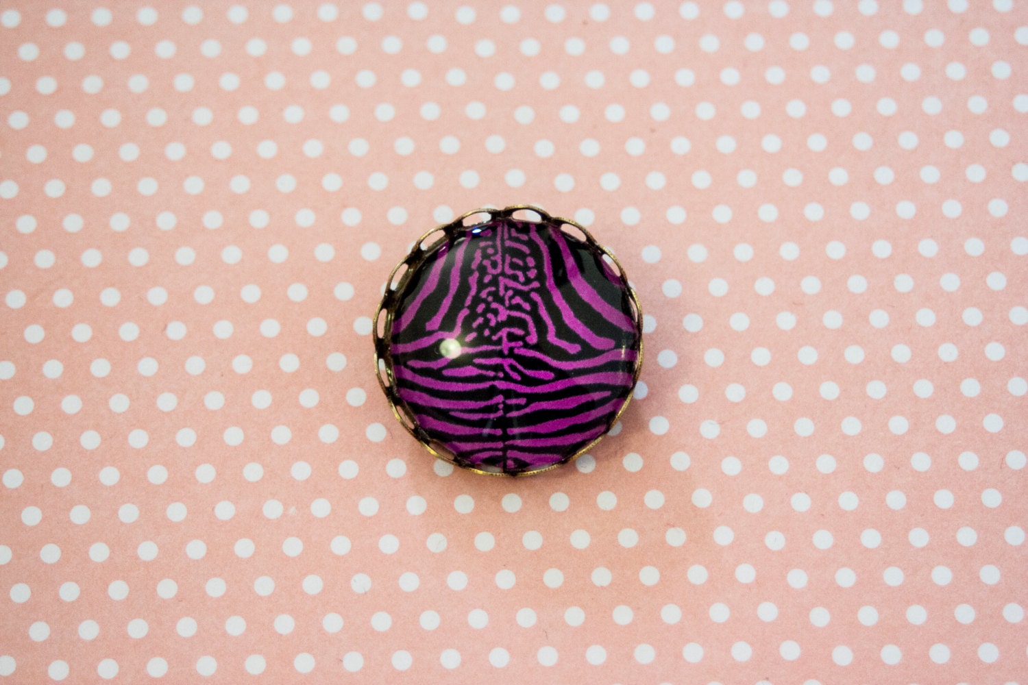 Purple zebra brooch-cameo