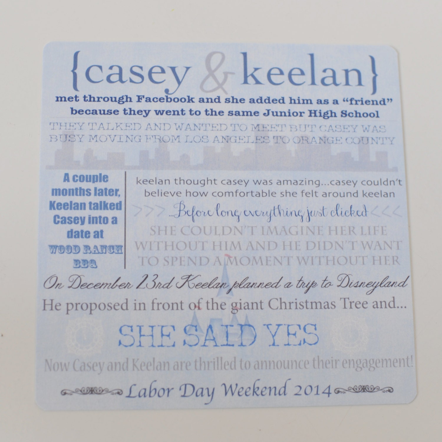 Custom Wedding Save the Date - Love Story