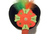 Green Butterflies Feather Felt Headband, Neon Orange, Unique Hair Accessory, Girls, Teen, Women