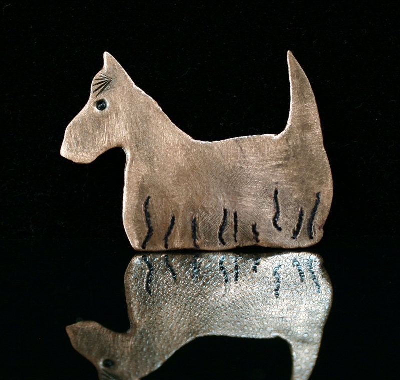 Copper Dog Pin - Copper Brooch - Dog Pin - Dog Brooch - Metalwork - by CopperGuppy