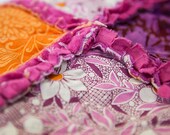 SALE...Orange Kisses: Minky Rag Quilt for Baby Girl, Crib Size