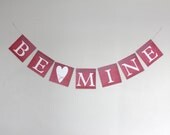 Be Mine Valentines Banner- Red, white, hearts, pink. Whimsical holiday decoration. Paper garland prop. Fun festive sign.