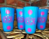 Monogram Cup, Custom Plastic Tumblers, Bachelorette, Bridesmaids, Birthday, Summer, Pool, Graduation, Beach, Gift