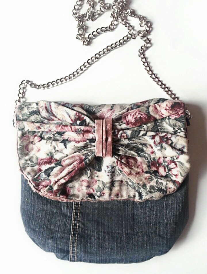 Customize Personalize Sweet Cute Bow Flap Strap Clutch Floral Bag Purse