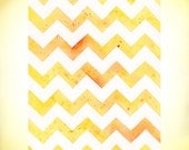 Sunset Chevron, Yellow Chevron, Orange Chevron, 8x10", Giclee Print,  Watercolor painting by Suisai Genki, Yellow, Red