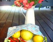 Reusable Fruit & Veggie Bag, Cotton Shopping Bag, Washable Ecofriendly Bag: Blue Diamonds