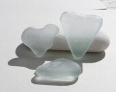 3 Heart shape Sea Glass, sea pottery jewellery,sea glass pottery,sea glass beads, Unique pieces of the Mediterranean sea