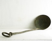 Antique Serving Spoon, Primitive Soup Ladle, Hand Forged Iron Spoon, Rustic Farmhouse Country Early American Nostalgia
