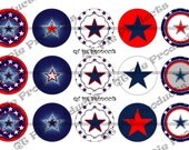 INSTANT DOWNLOAD Cute Patriotic Stars American Flag 4th of July Inspired Digital Bottle Cap image sheet 1 inch circle 4x6
