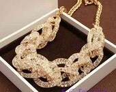 Swarovski rhinestone short statement Necklace,handmade Necklace,women,wedding,party,Unique Fashion Jewelry,Gold plated