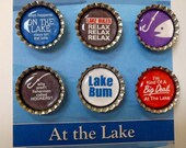 Bottle Cap Magnets with Water Theme, At the Lake and Fishing